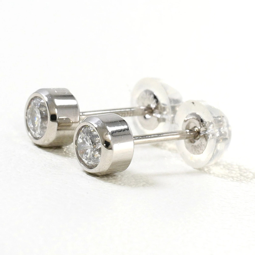 PT900 Platinum Earrings with Diamonds, Total 0.30ct, Weight 0.7g, Jewelry